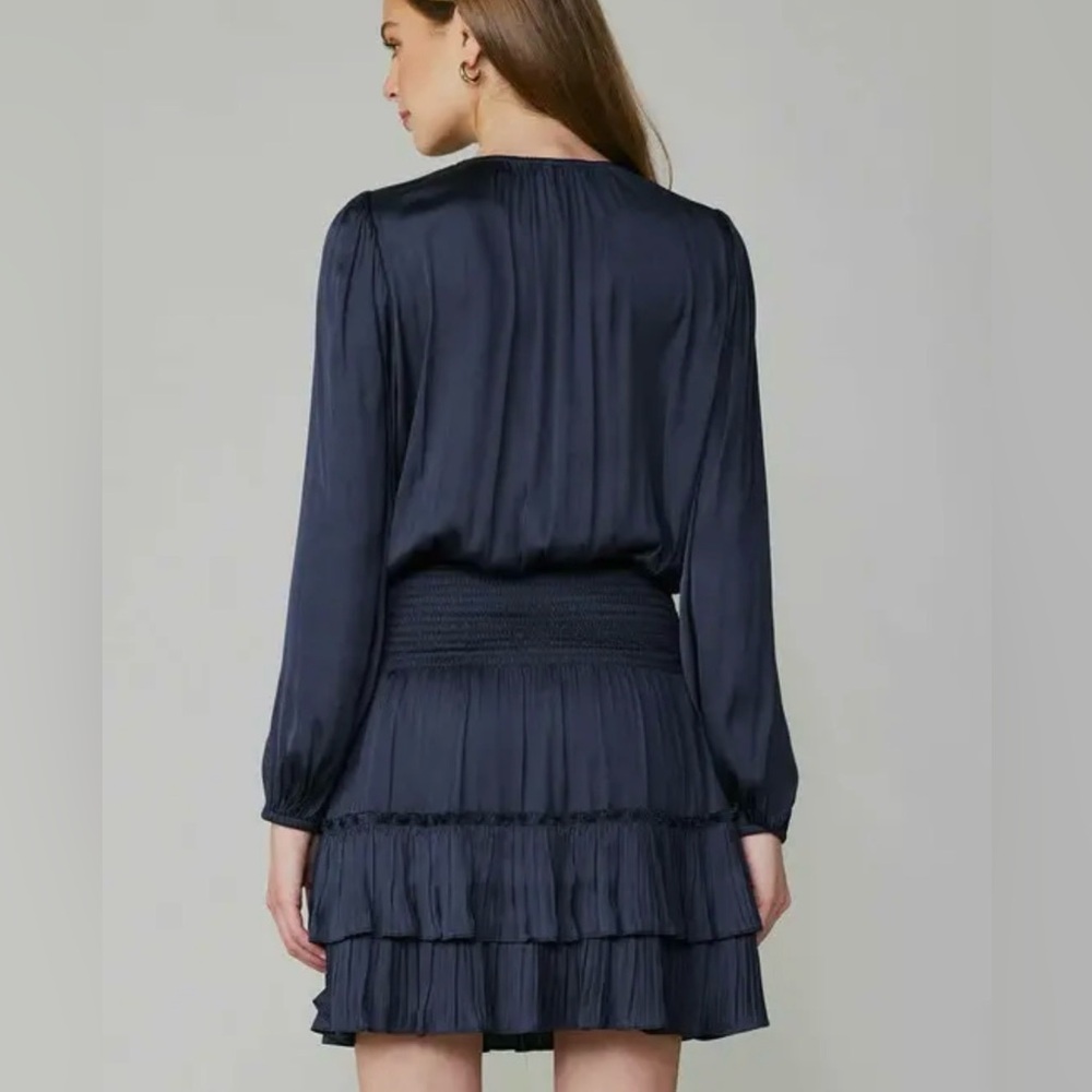 Current Air - Navy Satin Tiered Mini Dressy Dress - Picture 16 of 16